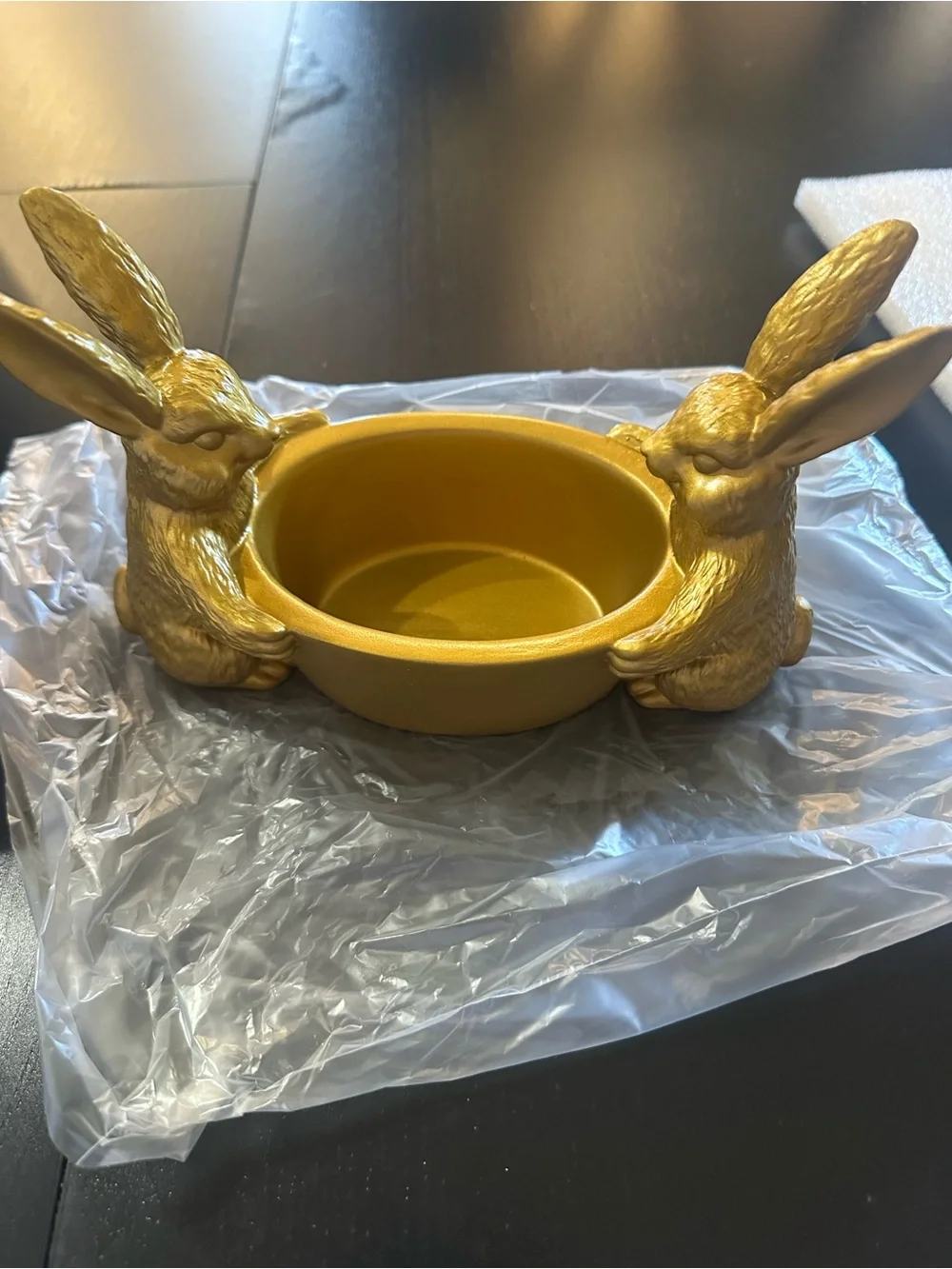 Gold Rabbit Decorative Bowl for Home Dining